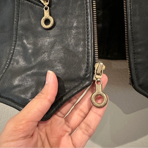 Rem Garson Womens Leather Vest Full Zip Black Biker Moto Jacket sz XS-S - Picture 6 of 12